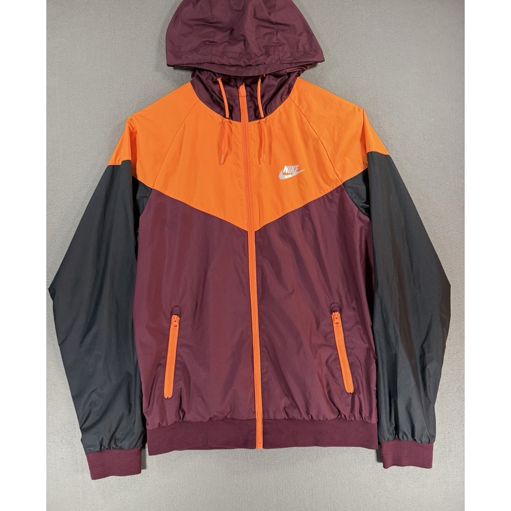 Nike Sportswear Windrunner Jacket Mens Size S Burgundy Orange Hooded 727324-681